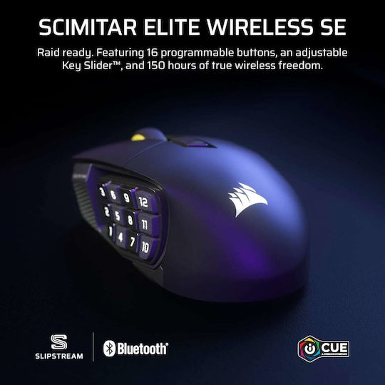Corsair Scimitar Elite SE MMO Ασύρματο Gaming Ποντίκι 33000 DPI Gun Metal