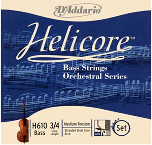 Daddario Helicore Orchestral H610 Bass String Set Μονές Χορδές Steel Κοντραμπάσου 6τμχ 3/4 Scale Medium Tension