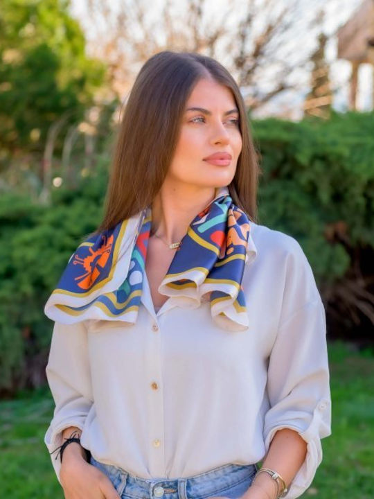 Kalfas Luxury Silk Γυναικείο Μεταξωτό Φουλάρι Πολύχρωμο