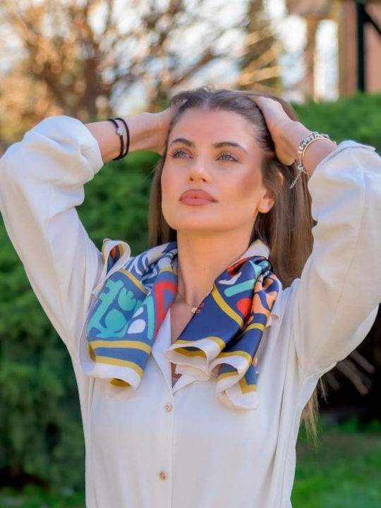 Kalfas Luxury Silk Γυναικείο Μεταξωτό Φουλάρι Πολύχρωμο