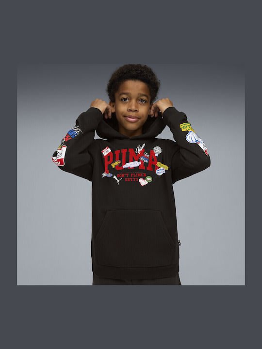 Kids Sweatshirt with Hood and Pockets Black Jr Basketball