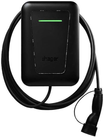 Hager Witty One Wall Mounted Single Phase 3.7kW Charging Station with Built-in Cable Type 2 (XVR107C)