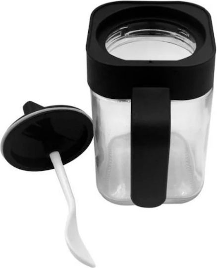 Glass Coffee and Sugar Jar with Lid and Stand Brown