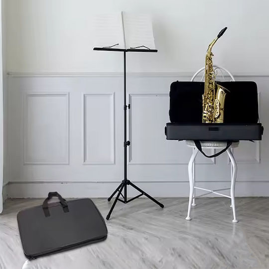 Suprimo D3 Set Music Stand Sheet Holder Adjustable Foldable Black Gig Bag Set 82-146 cm Up to 10 kg + Cover Foldable Tripod Orchestra Music Stand Sheet Music Carrying Case 820 1460 mm