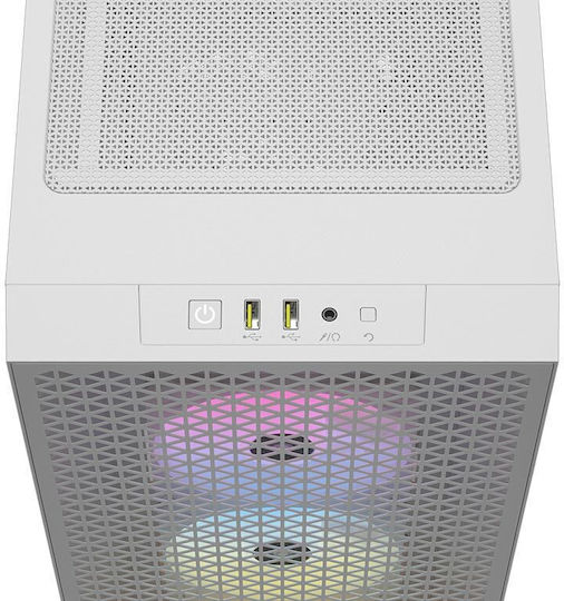 Corsair 3000D Airflow TG RGB Gaming Midi Tower Computer Case with Side Window White