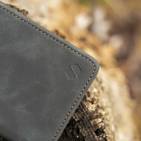 Spacecase Wallet Din Piele / Silicon Negru (Galaxy S21 5G)