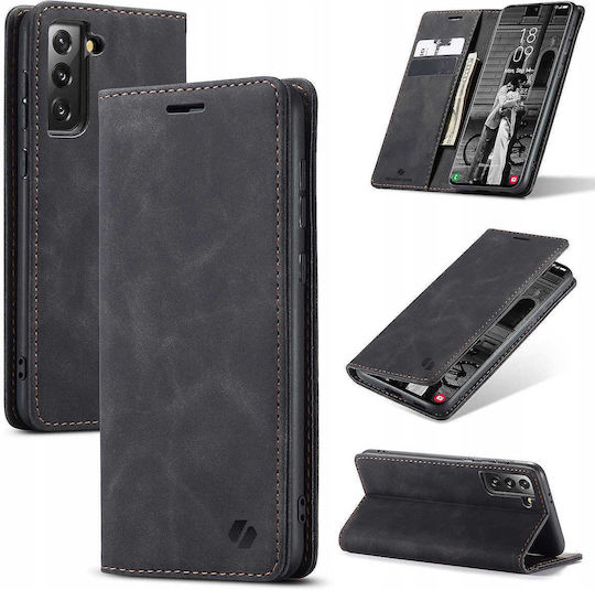 Spacecase Wallet Din Piele / Silicon Negru (Galaxy S21 5G)