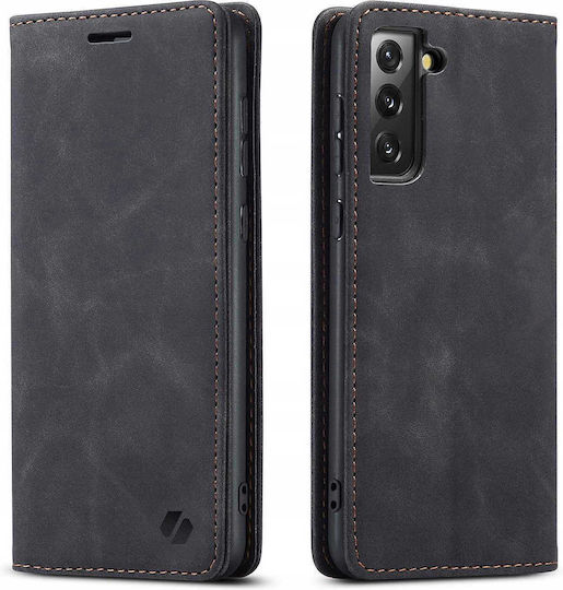 Spacecase Wallet Din Piele / Silicon Negru (Galaxy S21 5G)