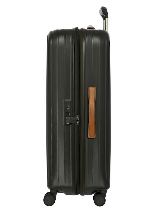 Bric's Milano Large Olive Travel Suitcase with 4 Wheels Height 75cm
