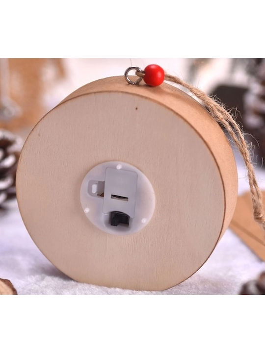 Wooden Christmas Figure Snowman Round Lamp