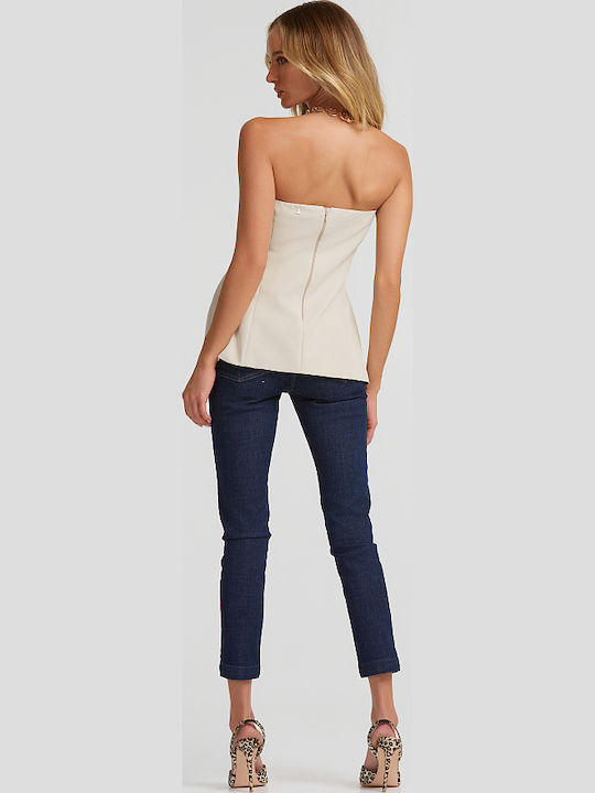 Γυναικεία Μπλούζα Strapless Κρεμ