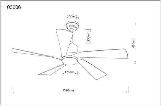 Globo Lighting Modesto Ανεμιστήρας Οροφής 132cm με Φως Γκρι / Ασημί