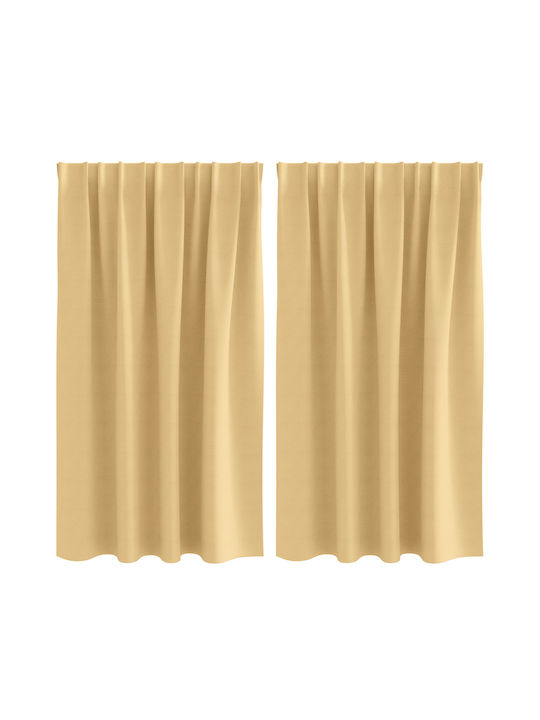 vidaXL Set Curtains Window with Tunnel Beige 140x140cm