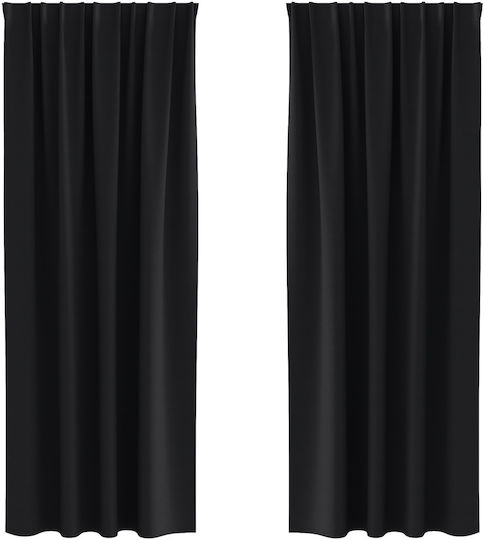 vidaXL Set Vorhänge mit Bleistiftfalten Schwarz 140x245cm