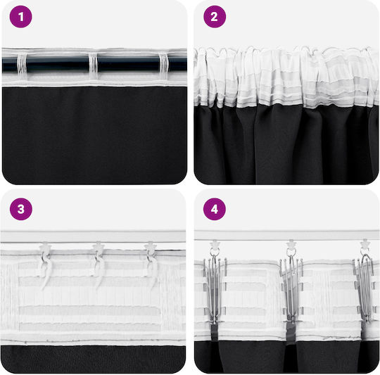 vidaXL Set Vorhänge mit Bleistiftfalten Schwarz 140x245cm