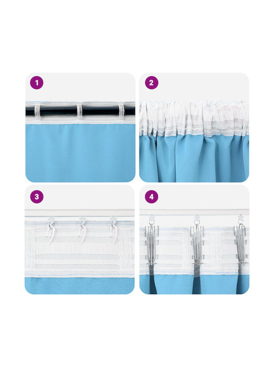 vidaXL Set Perdele Cu Coafură Albastru Deschis 140x245cm