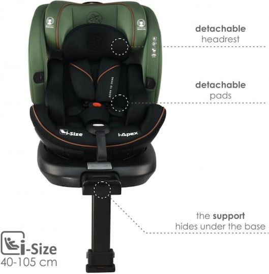 Bebe Stars I-Apex Baby Car Seat i-Size with Isofix Green