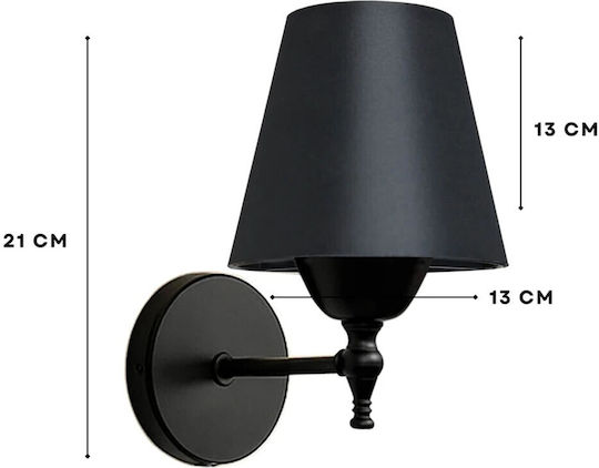 GloboStar Lamp Wall Black 14x26cm GloboStar Lamp Wall Black 14x26cm