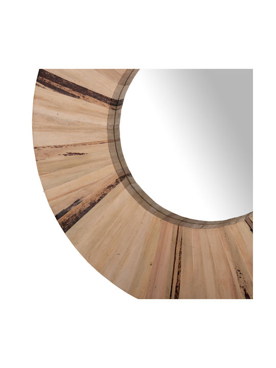 HomeMarkt Καθρέπτης Τοίχου με Μπεζ Rattan Πλαίσιο Διαμέτρου 80cm