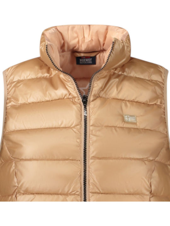 Women's Puffer Jacket Waterproof and Windproof for Spring or Autumn with Hood Gold