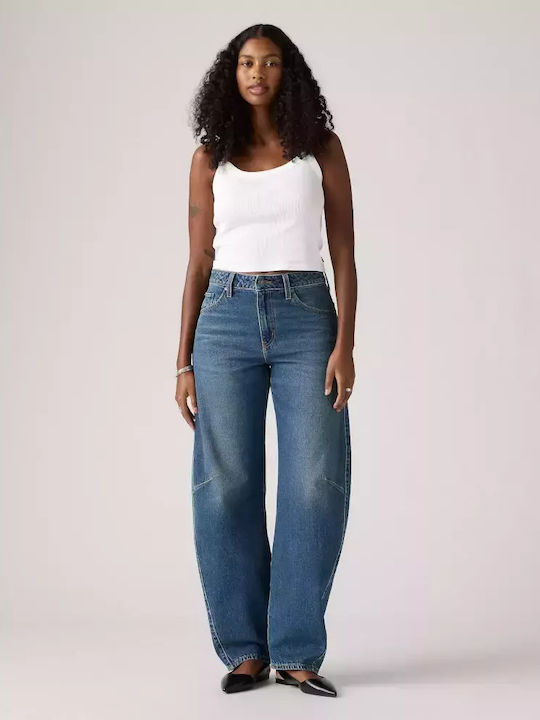 Barrel Women's Jean Trousers Mid Rise in Dad Fit