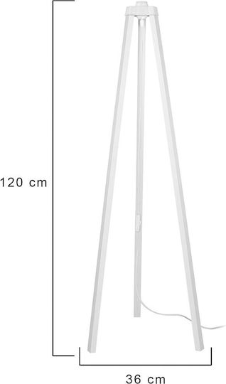 GloboStar Tripod Подова Лампа В120xД38см. с Цокъл за Крушка E27 Бял