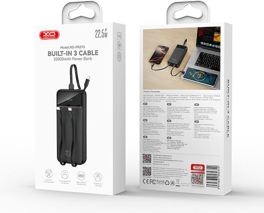 XO PR275 Power Bank 20000mAh 18W Quick Charge 2.0 / Quick Charge 3.0 Black