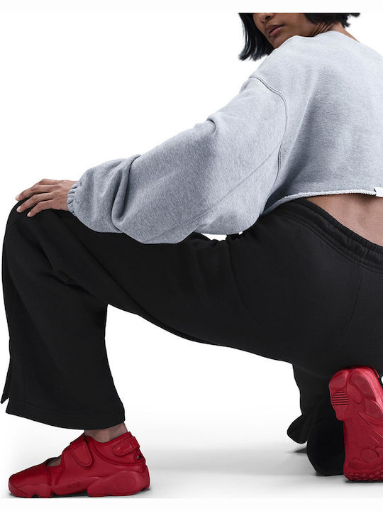 Sportswear Висока талия Долнище на анцуг Широк Флийс Black