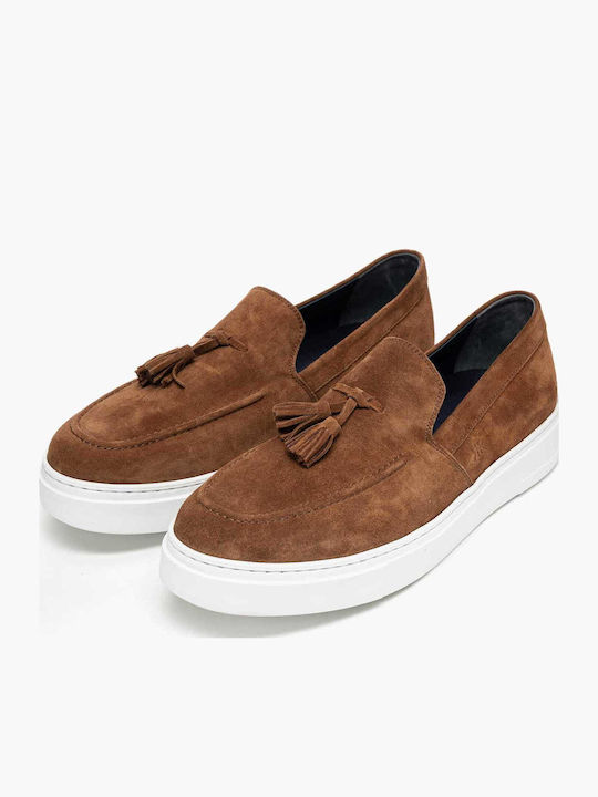 Δερμάτινα Ανδρικά Loafers σε Καφέ Χρώμα