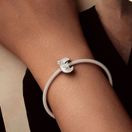 Сребърен Charm 925 Стъклен Луна