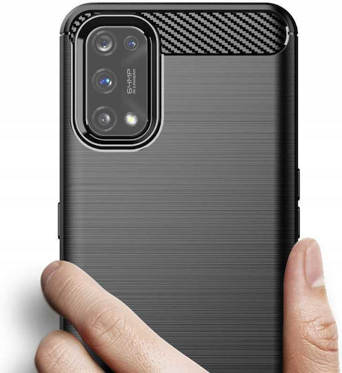 Spacecase Carbon Silicone Black Back Cover (Realme 7 Pro)