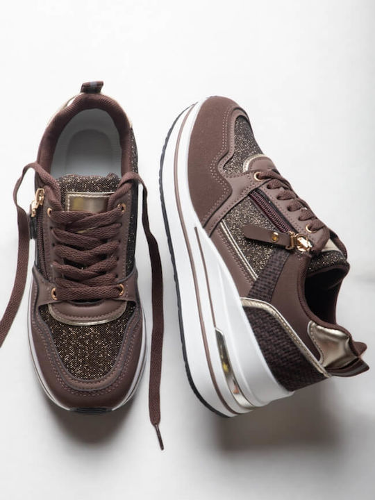 Damen Flatforms Sneakers Dark Brown