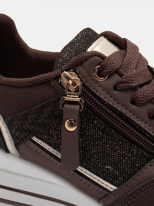 Damen Flatforms Sneakers Dark Brown