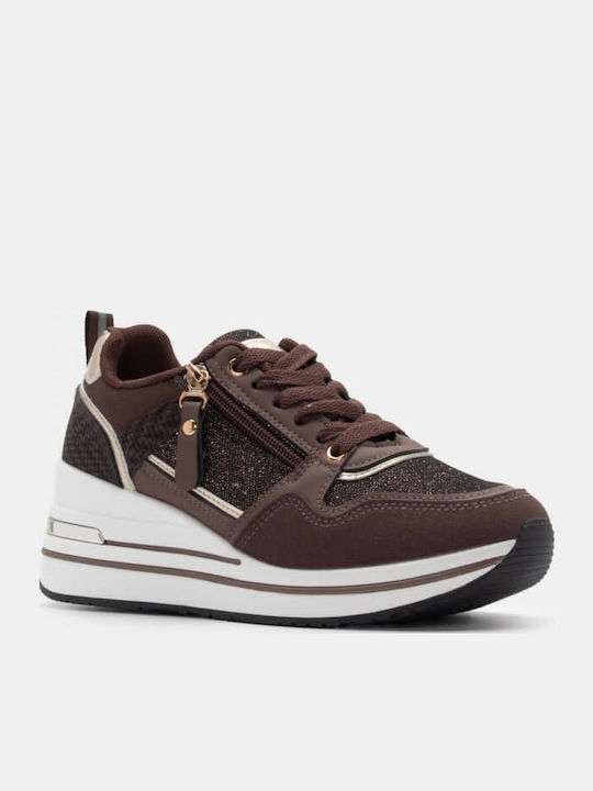 Damen Flatforms Sneakers Dark Brown