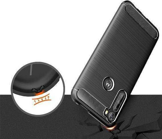 Spacecase Carbon Back Cover Σιλικόνης Μαύρο (Motorola One Fusion Plus)