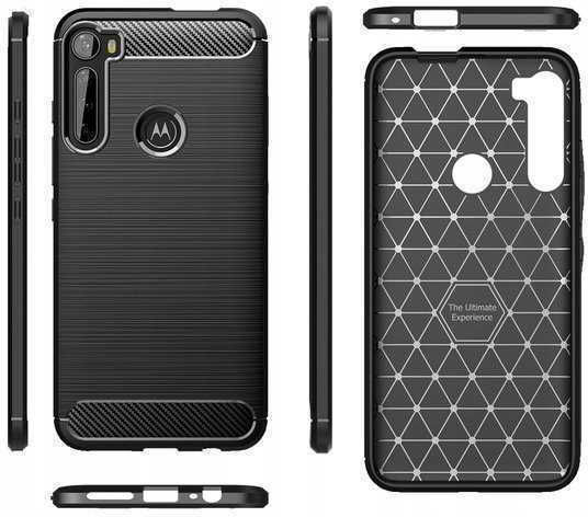 Spacecase Carbon Back Cover Σιλικόνης Μαύρο (Motorola One Fusion Plus)