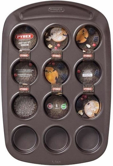 Pyrex Cupcakes/Muffins Baking Pan from Stainless Steel 12 Slots 38x25.5x3.5cm