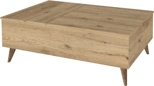 Rectangular Central Coffee Table roy Wooden with Lifting Mechanism Sepet Oak L121xW69xH40cm