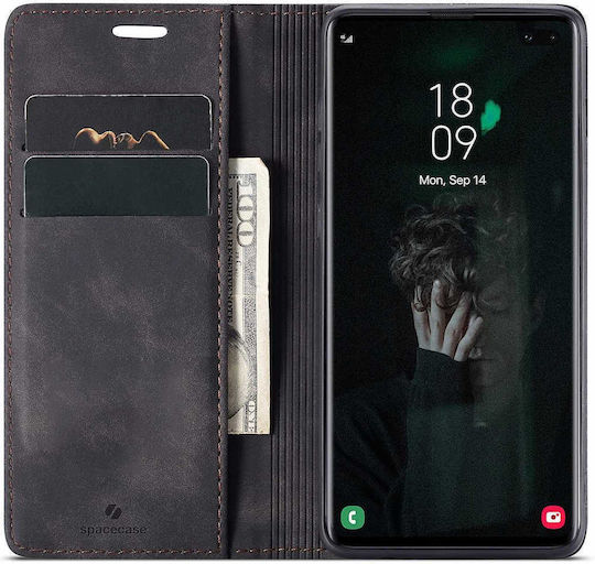 Spacecase Wallet Piele / Silicon Negru Galaxy S10+