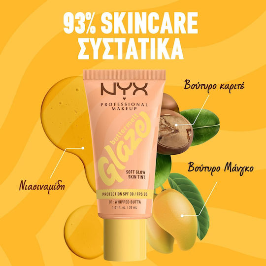 NYX Professional Makeup Buttermelt Glaze Soft Glow Skin Tint Flüssig 06 Praline Butta 30ml