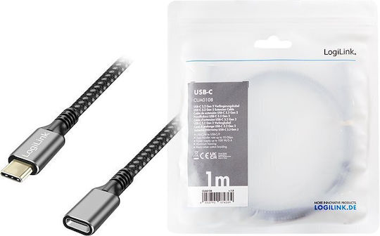 LogiLink USB 3.2 Cable USB-C Male - USB-C Female 100W PD Black 2m CUA0109