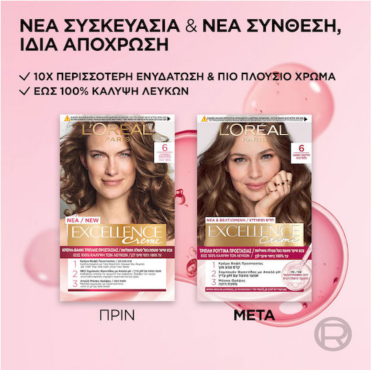 L'Oreal Paris Excellence Creme Vopsea de Păr 6 Blond Închis 48ml