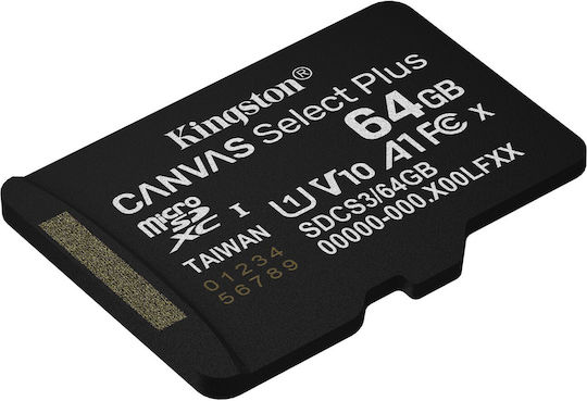 Kingston Canvas Select Plus microSDXC 64GB U1 A1 100MB/s с адаптер