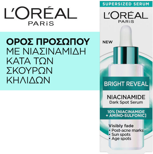 L'Oreal Paris Bright Reveal Αντιγηραντικό Serum Προσώπου με Νιασιναμίδη για Πανάδες & Ατέλειες 30ml