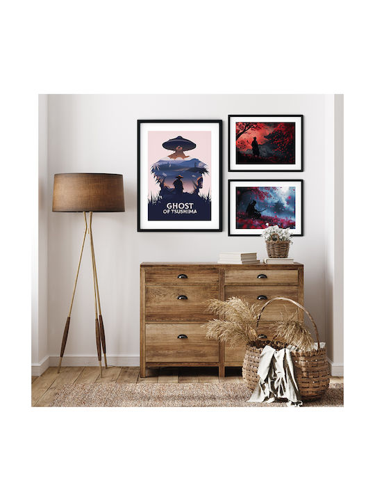 Gaming Poster Ghost Tsusima Gm2359 21cm X 30cm White Wooden Frame