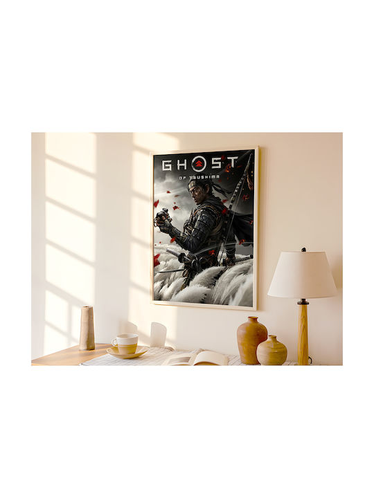 Gaming Poster Ghost Tsusima Cover Gm2339 30cm X 40cm Premium Μαύρο Ξύλινο Κάδρο