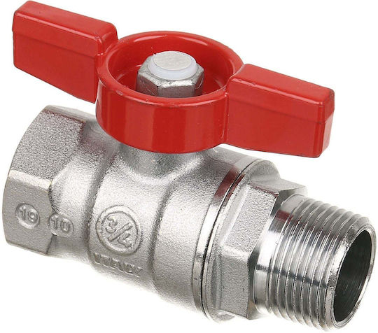 Giacomini Ball Valve Chrome-plated Brass Internal-External Thread 3/4" Butterfly Handle