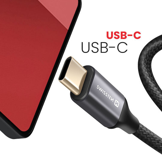 Swissten USB Typ-C Zu 3.5mm Jack Audio Auxiliary Kabel Geflochtenes Nylon 1,5m Schwarze