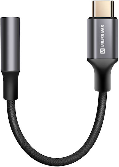 Swissten USB-C to 3.5 mm Jack Audio Adapter Smartphones Tablets Black
