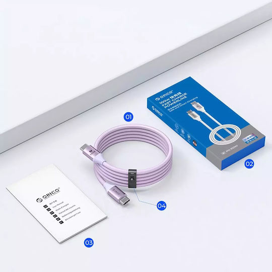Orico USB 2.0 Cable USB-C Male - USB-C 100W PD Purple 1m